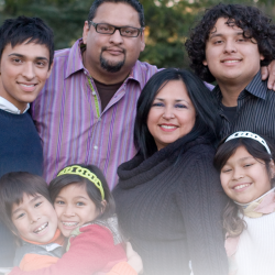 Family of seven posing